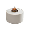 White Round Coffee Table With Tempered Glass Top And Hidden Storage