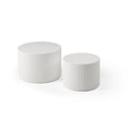 White Round Nesting Table Set Of 2 Handcraft Mdf Coffee Table For Living Room Leisure Area