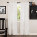 Vhc Farmhouse Soid Color White Cotton Ruched Ruffled Sheer Petticoat Curtain Panel Pair Wth Rod Pocket