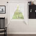 Vhc Farmhouse Solid Color White Cotton Ruched Ruffled Sheer Petticoat Prairie Curtain Panel Pair With Rod Pocket