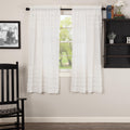 Vhc Farmhouse Solid Color White Cotton Ruched Ruffled Sheer Petticoat Curtain Panel Pair With Rod Pocket