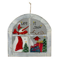 White Rustic Let It Snow Snowman Glass Window Scene Christmas Wall Decor.