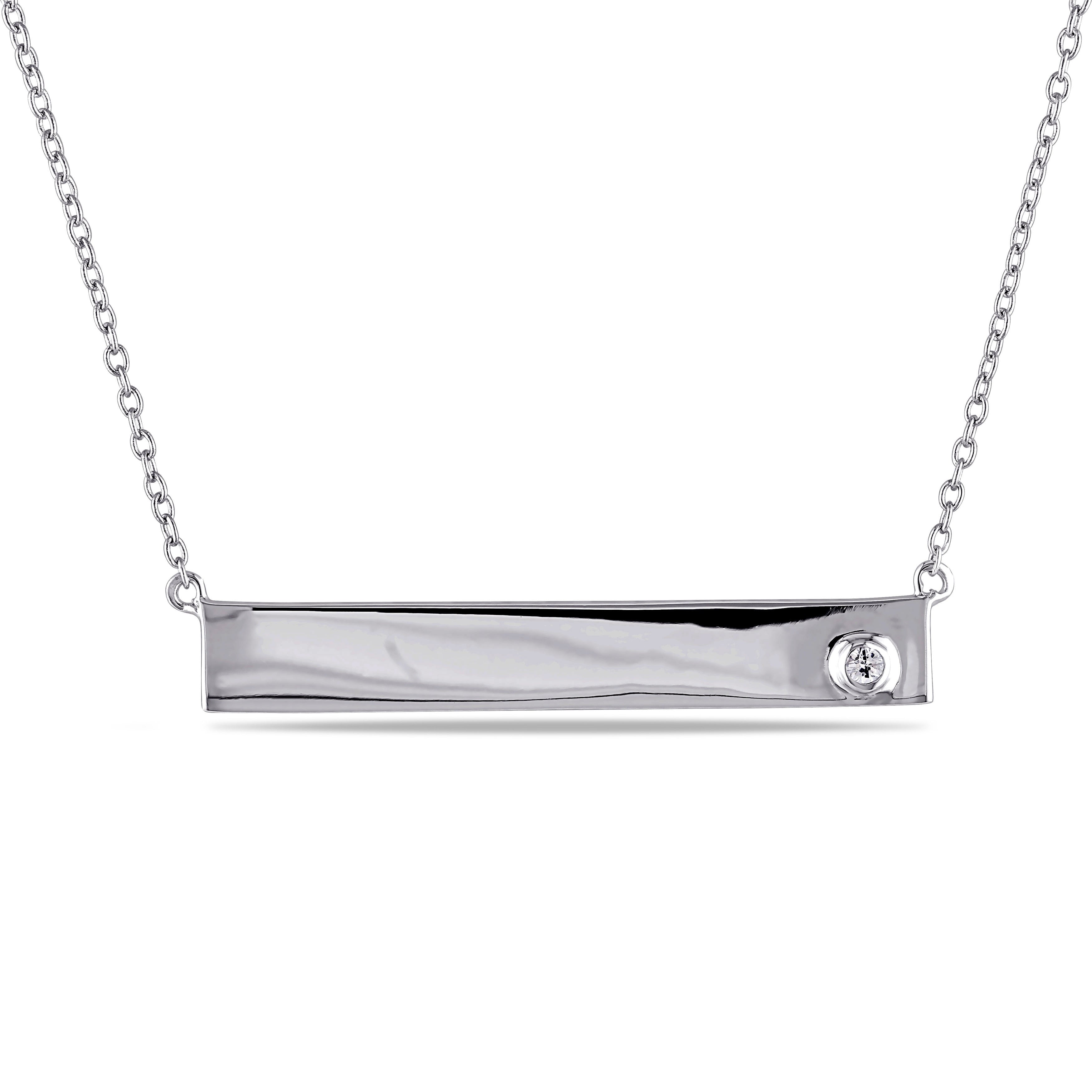 Miadora Sterling Silver White Sapphire Bar Necklace