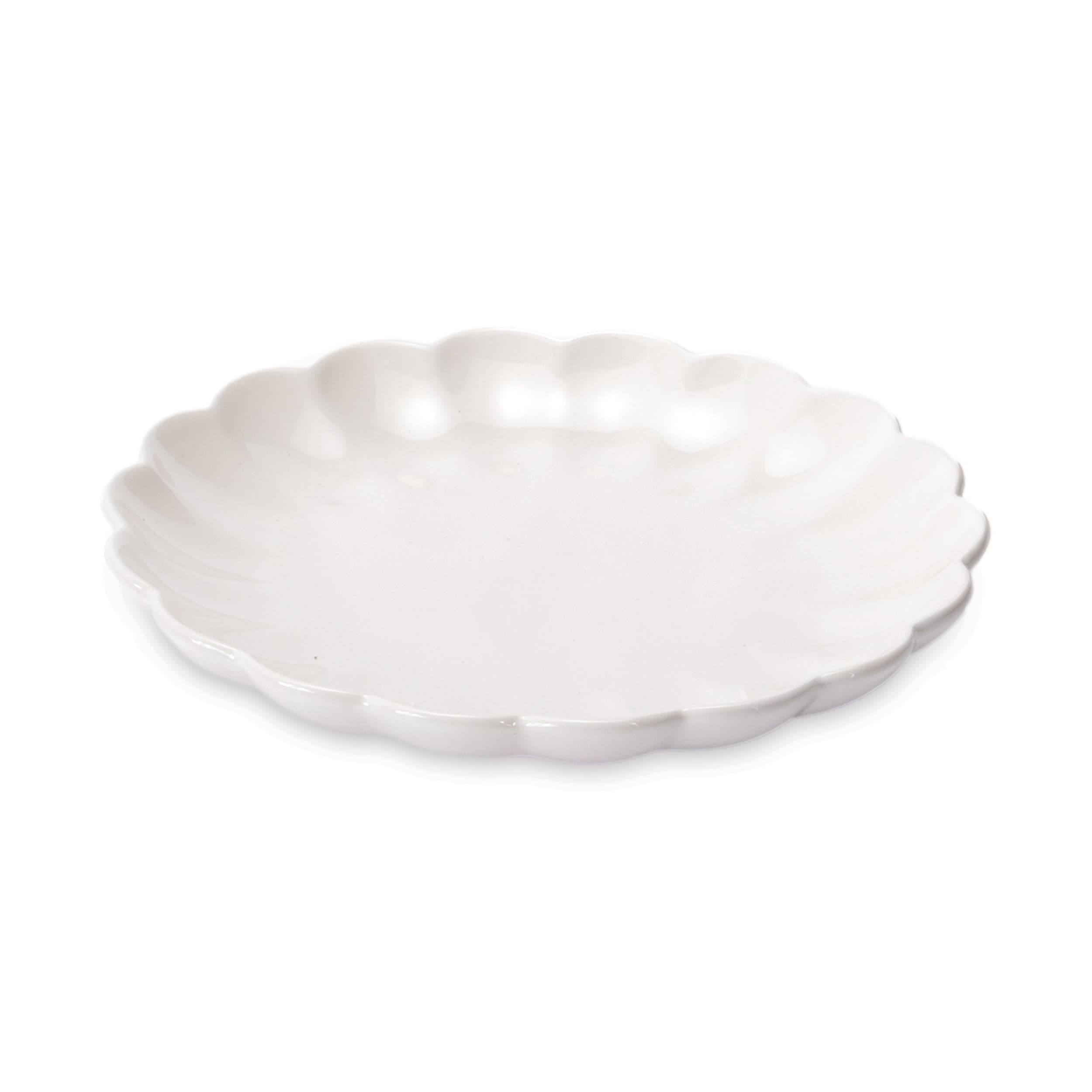 White Scalloped Stoneware Dinner Plate Set Of 2