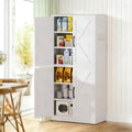 White Steel Kitchen Pantry Storage Cabinet With Adjustable Shelves Heavy Duty Country Cabinet For Kitchens Bathrooms