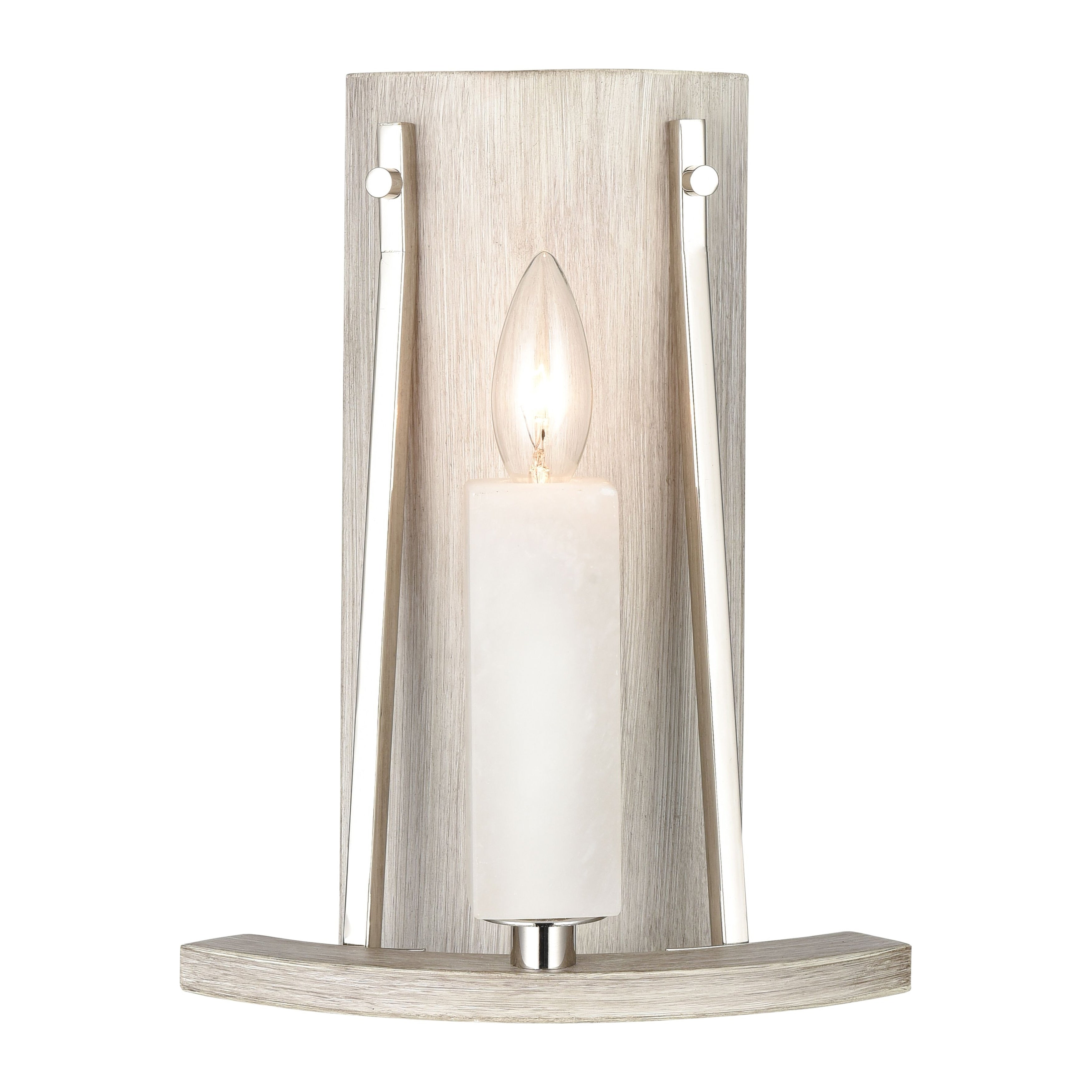 White Stone 12 High 1 Light Sconce Polished Nickel 12 Inch Tall