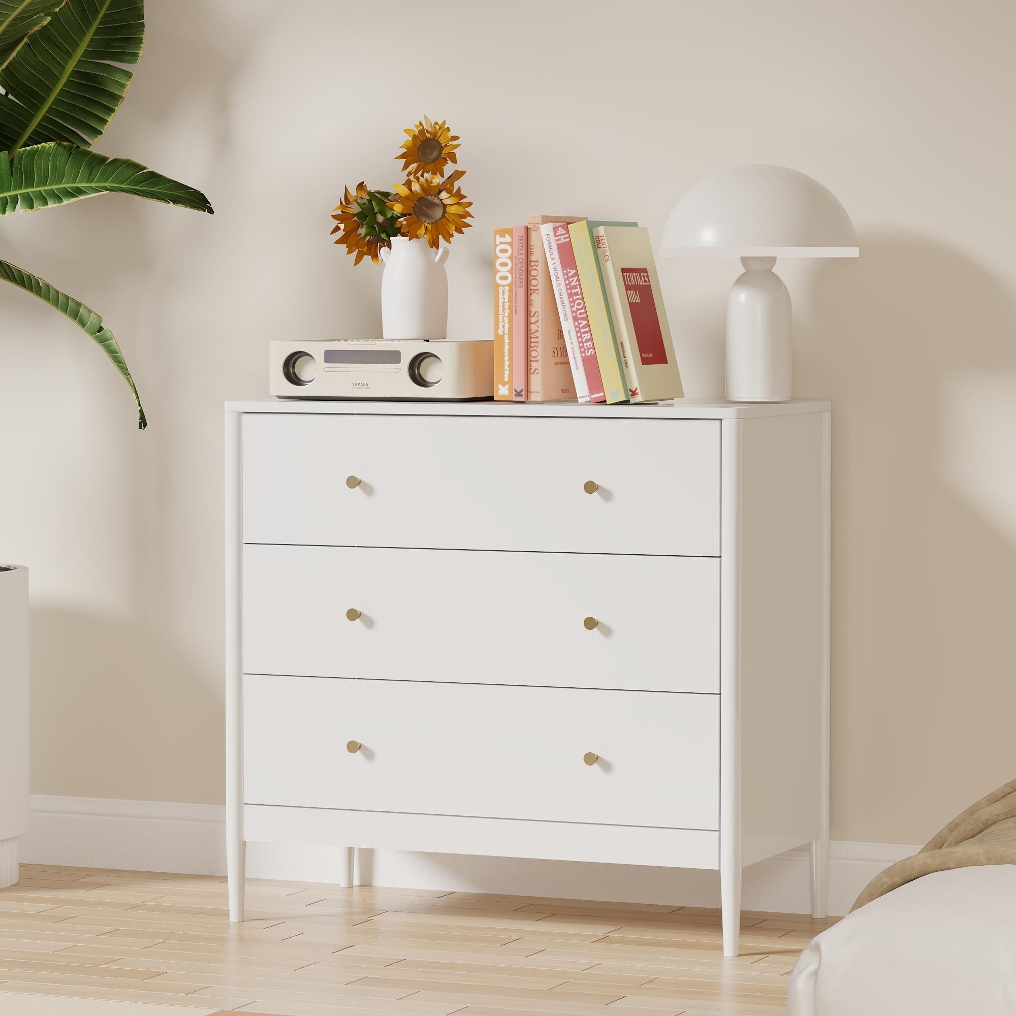 White Storage Cabinet Dresser Chest Of Drawers With 3 Drawers Side Cabinet Hallway Cabinet File Cabinet