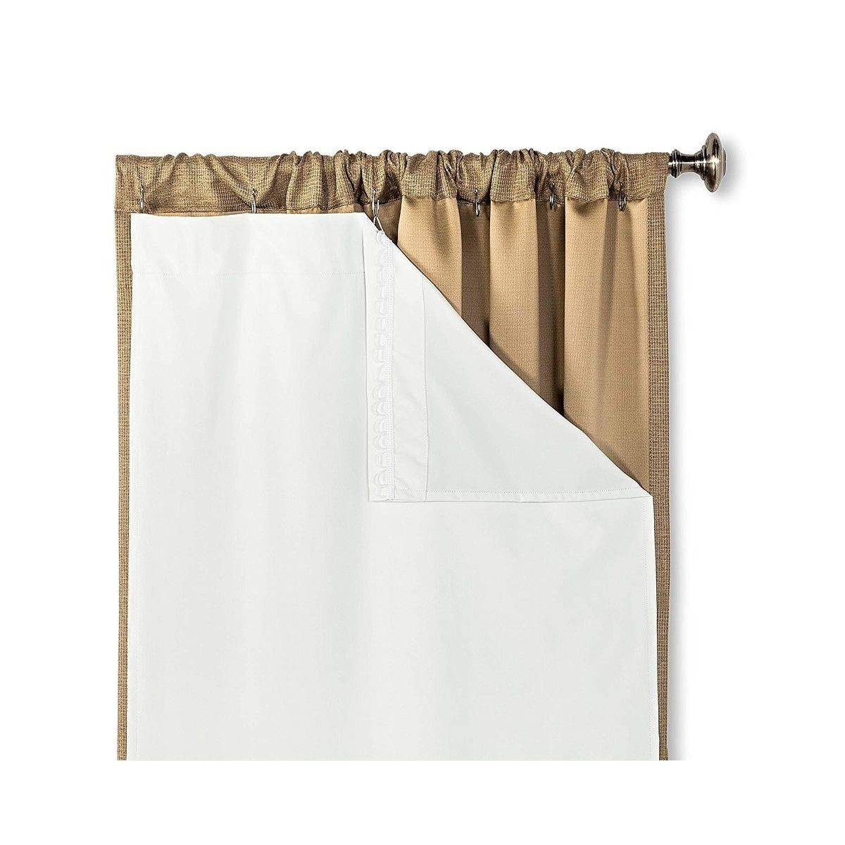White Thermal 100 Blackout Grommet Rod Pocket Curtain Liner Complete Darkness Energy Efficiency Privacy