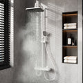 White Thermostatic Shower System With Digital Display 4 Function Rainfall Shower Head Cec Certified Aluminum Shower Faucet Set