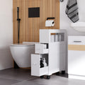 White Toilet Paper Holder Side Storage Cabinet With Wheels Exquiste Bathroom Floor Cabinet With 2 Drawers