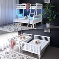 White Twin Over Full Size Bunk Bed With Guardrail Led Light Charging Station