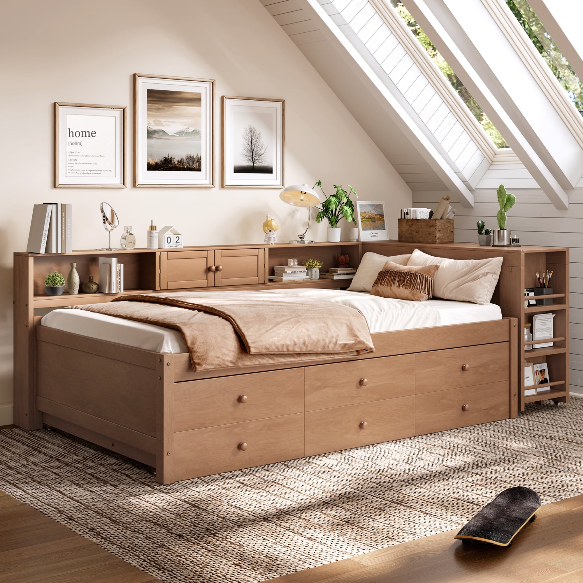 White Twin Size Daybed With Trundle Bed Storage Drawers