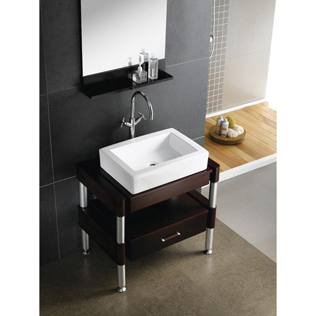 White Vitreous China 18 Inch Vessel Bathroom Sink