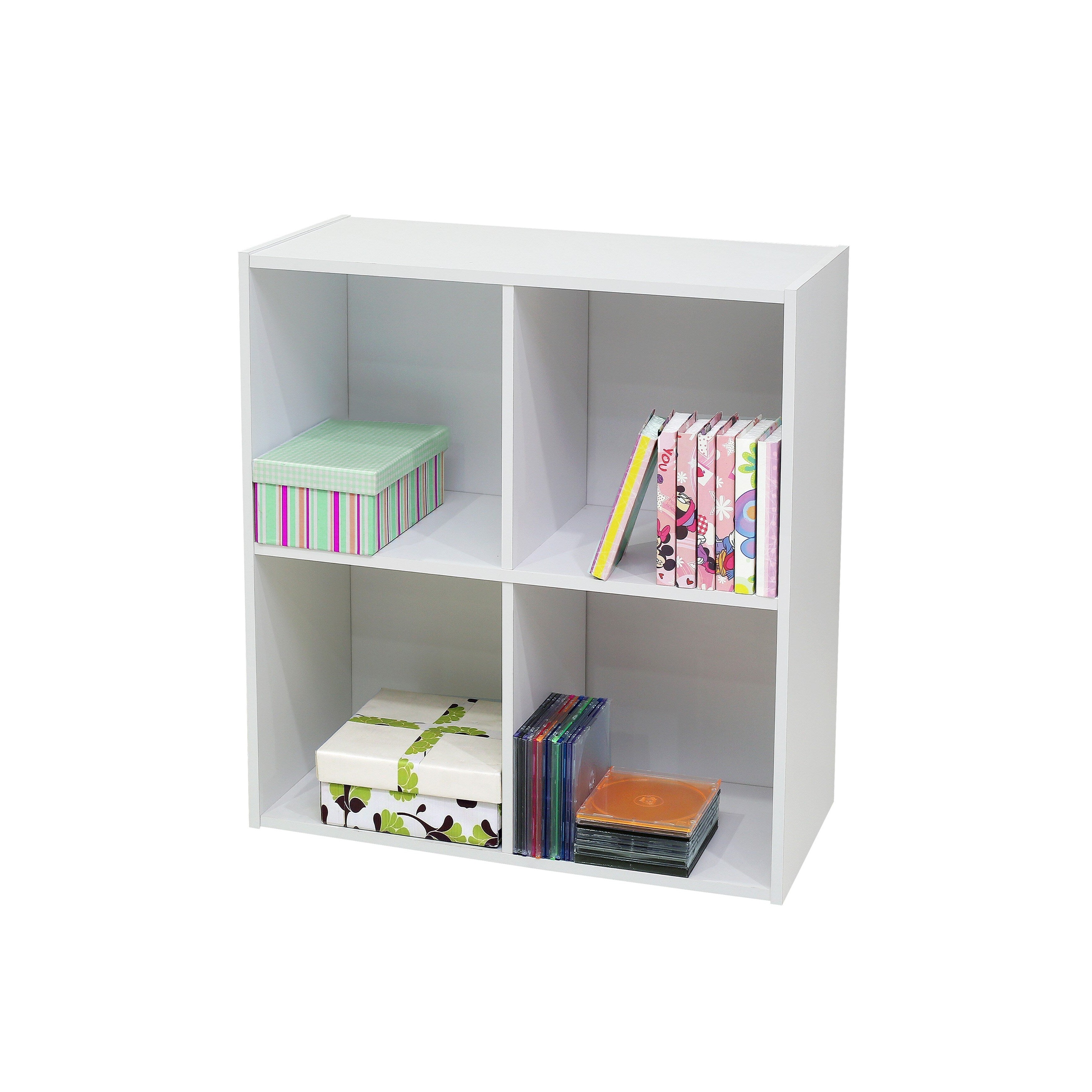 White Wood 4 Cube Bookcase