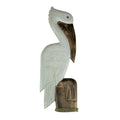 White Wood Coastal Pelican Perched On Nautical Piling Wall Sculpture 31 Inch 23.5 X 7.75 X 1 Inches
