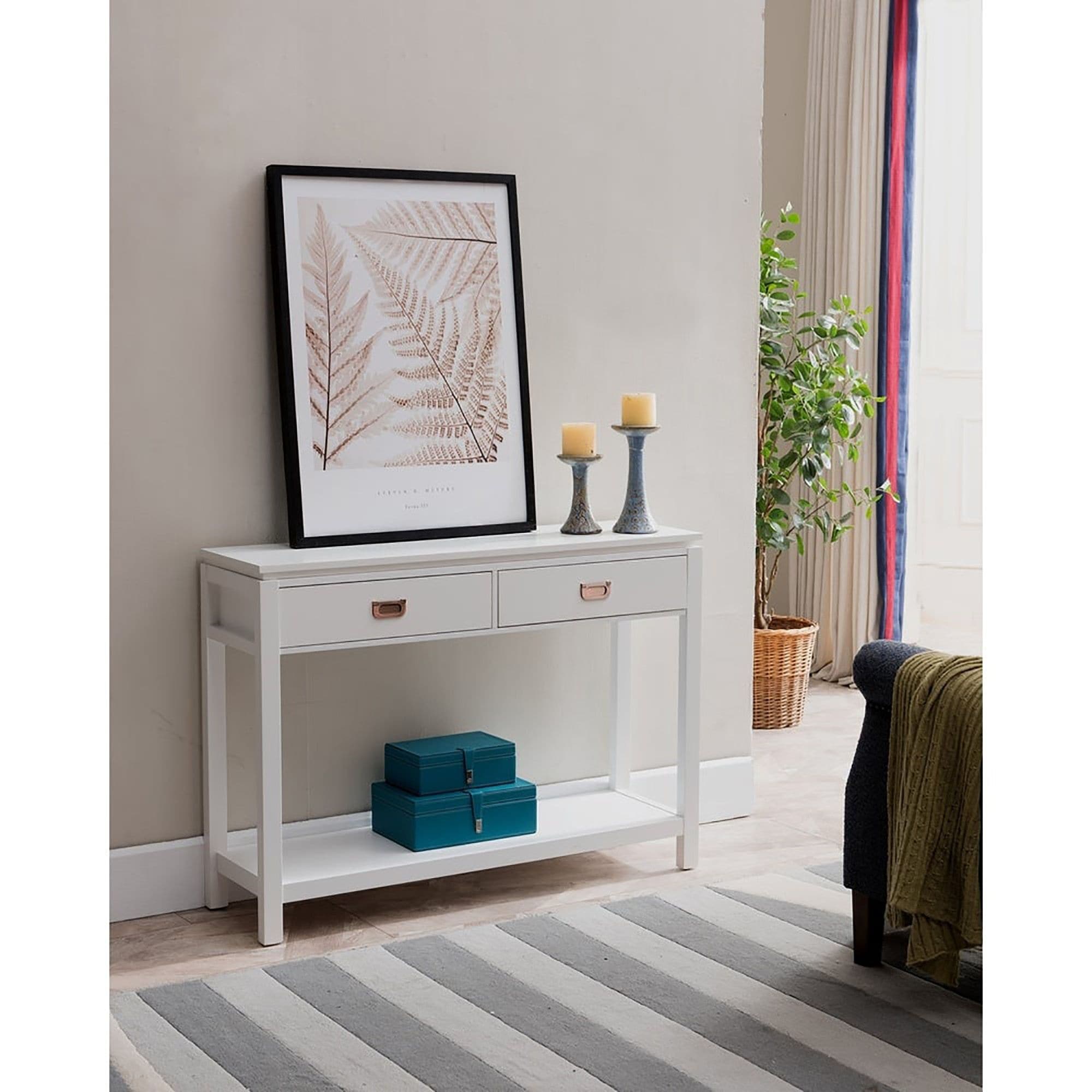 White Wood Console Table