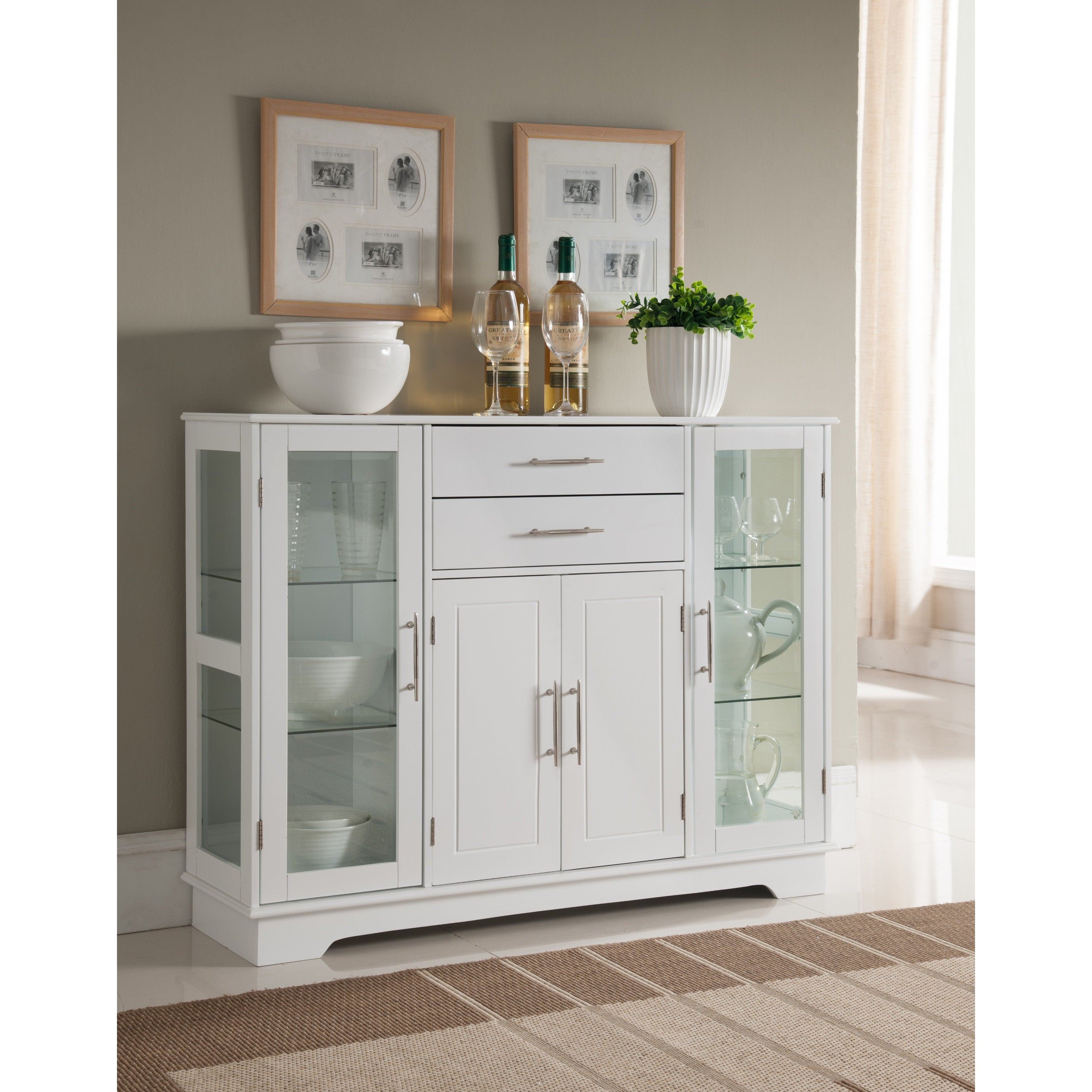 K And B Furniture Co. Inc. White Wood Kitchen Storage Cabinet
