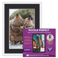 White Wood Puzzle Frame Kit With Glue Sheets Black Mat Backing Uv Acrylic Available In 20 Popular Sizes