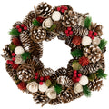 13.5 Frosted Pine Cone Twigs And Berries Artificial Christmas Wreath Unlit Brown
