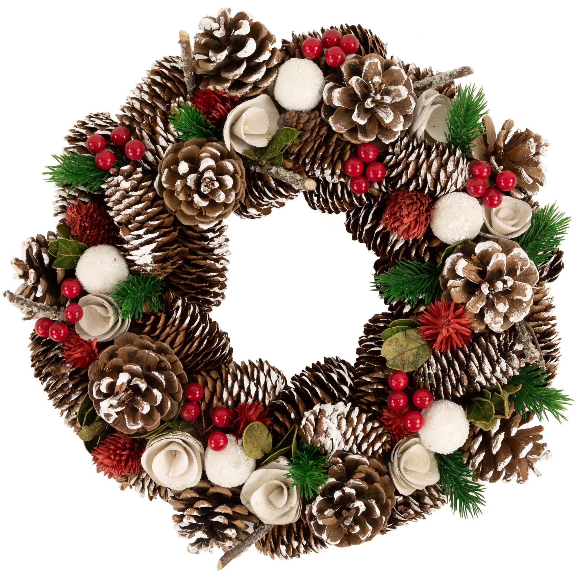 13.5 Frosted Pine Cone Twigs And Berries Artificial Christmas Wreath Unlit Brown