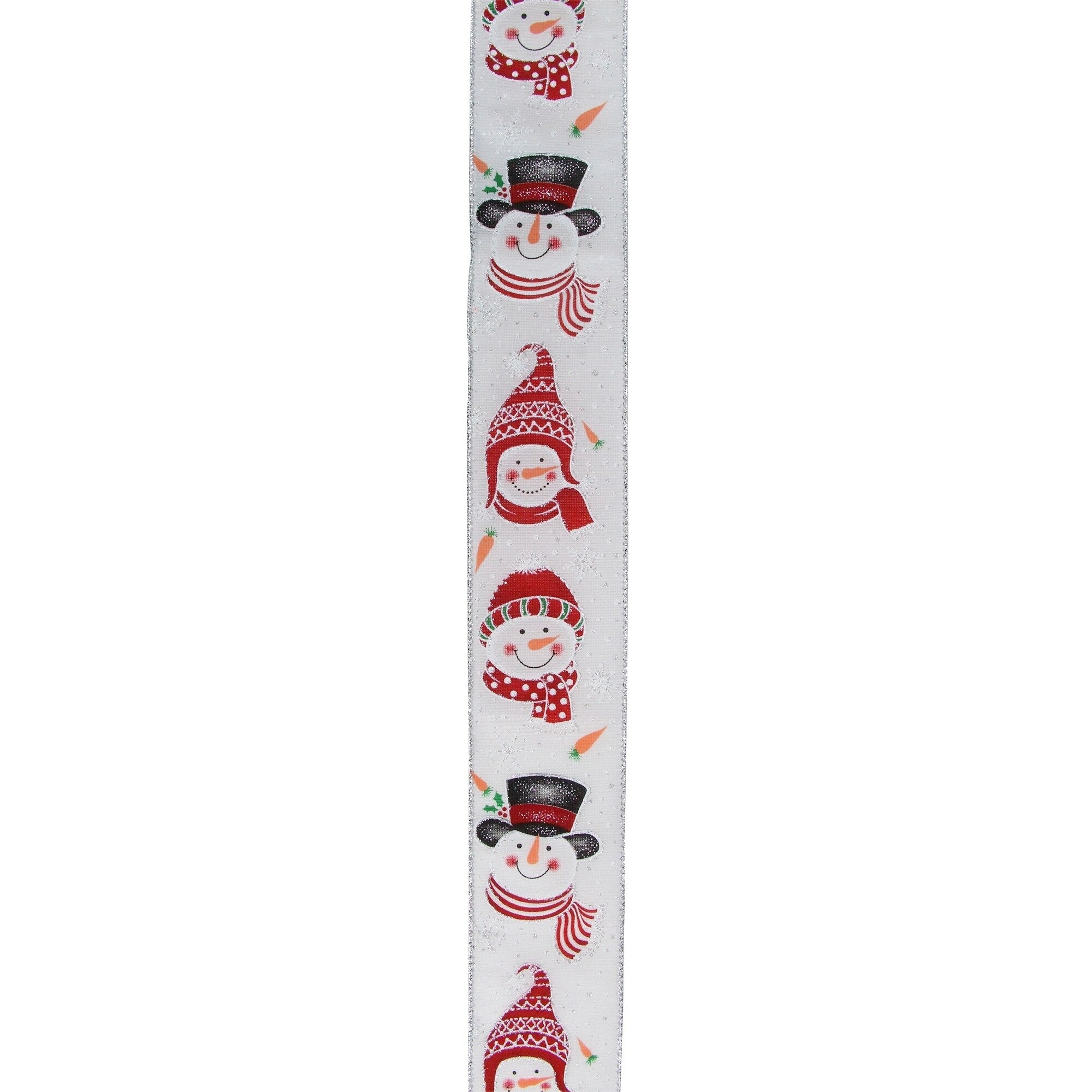 White And Red Winter Snowman Wired Craft Ribbon 2.5 X 16 Yards N A