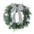 White And Silver Apple And Pine Cone Artificial Christmas Wreath 24 Inch Unlit