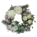White And Silver Floral Flocked Pine Artificial Grapevine Christmas Wreath 24 Inch Unlit N A