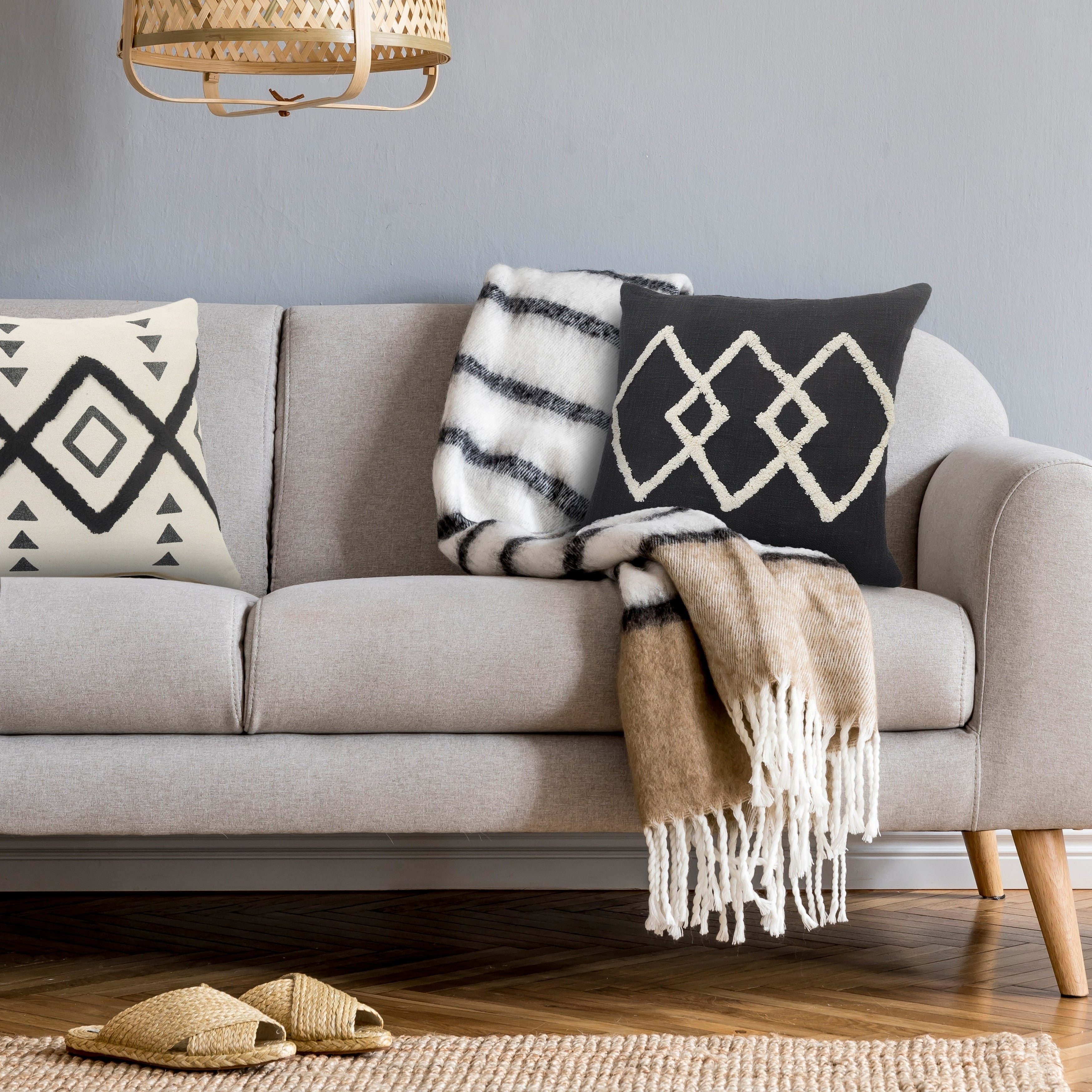 White Tufted Diamond Throw Pillow