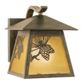 Whitebark 1 Light Bronze Rustic Pinecone Outdoor Wall Lantern Amber Glass 7 In W X 8 In H X 9 In D