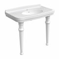 Whitehaus 41 Console Sink With Integrated Oval Bowl Low Rise Backsplash Ceramic Leg Support Overflow