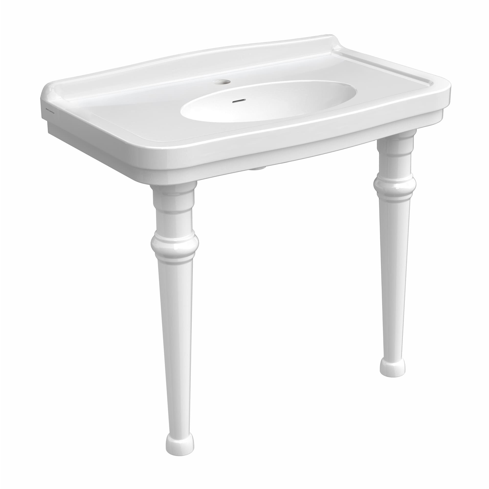 Whitehaus 41 Console Sink With Integrated Oval Bowl Low Rise Backsplash Ceramic Leg Support Overflow