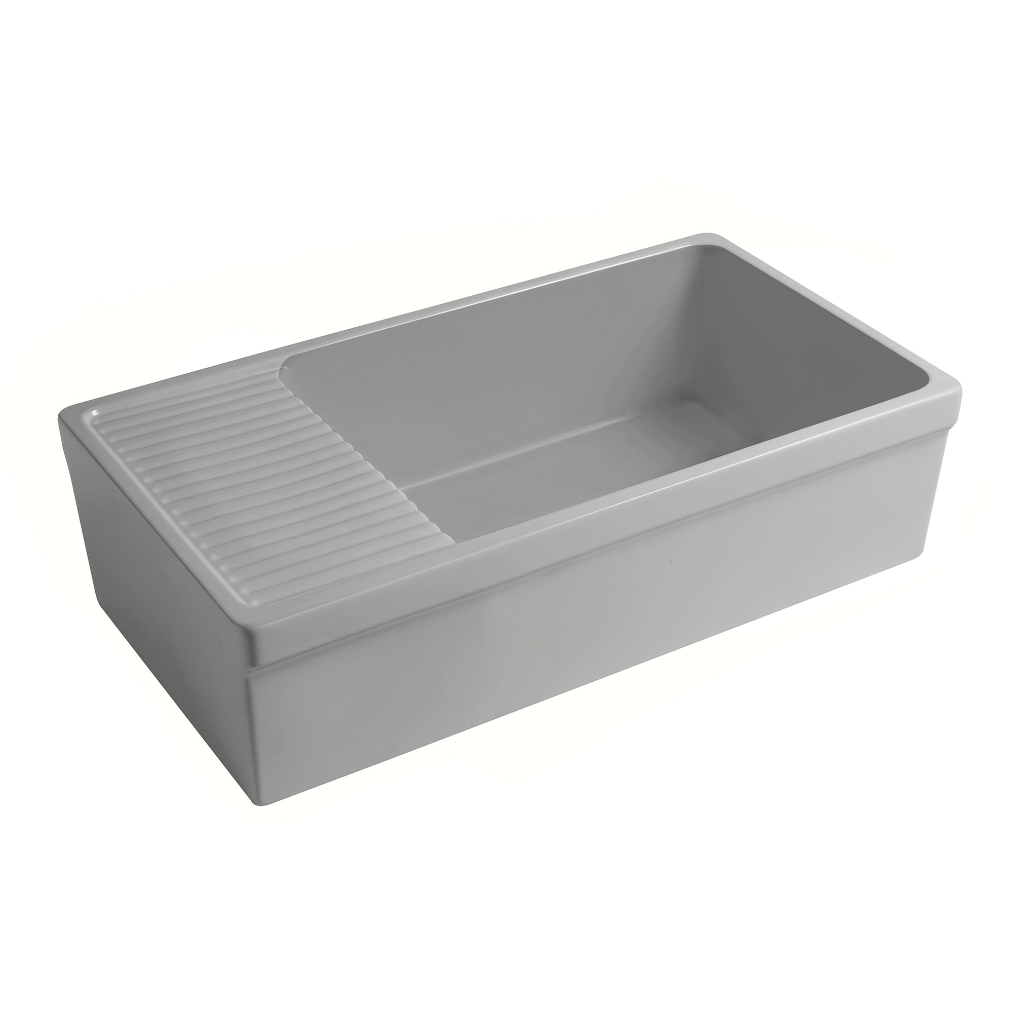 Whitehaus Collection Quatro Alcove Reversible Matte Fireclay Kitchen Sink With Integral Drainboard