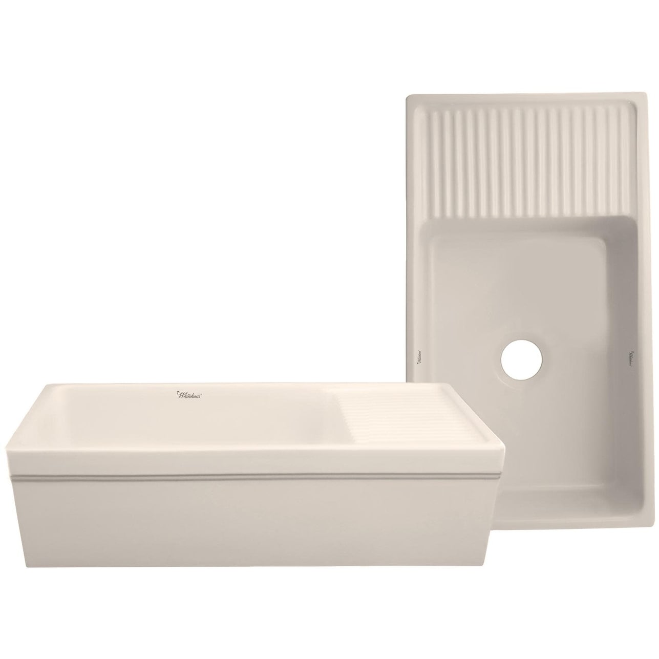 Whitehaus Whqd540 36 Large Quatro Alcove Reversible Fireclay Farm House Sink With Drain Board From The Farmhaus Collection