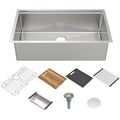 Whitehaus Whsw3319 33 Undermount Single Basin Stainless Steel Modern Brushed Stainless Steel