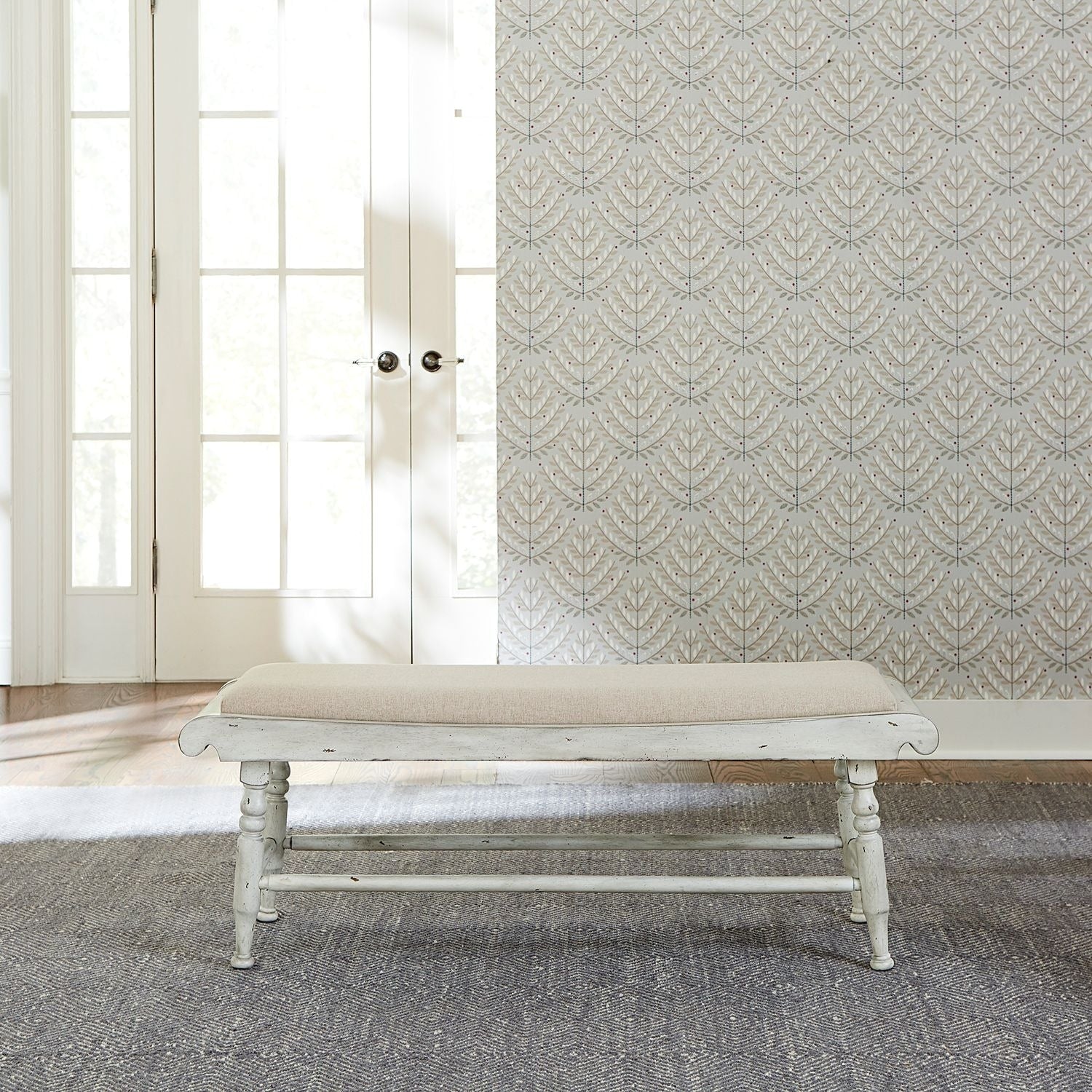 Whitney Antique Linen With Weathered Grey Bench