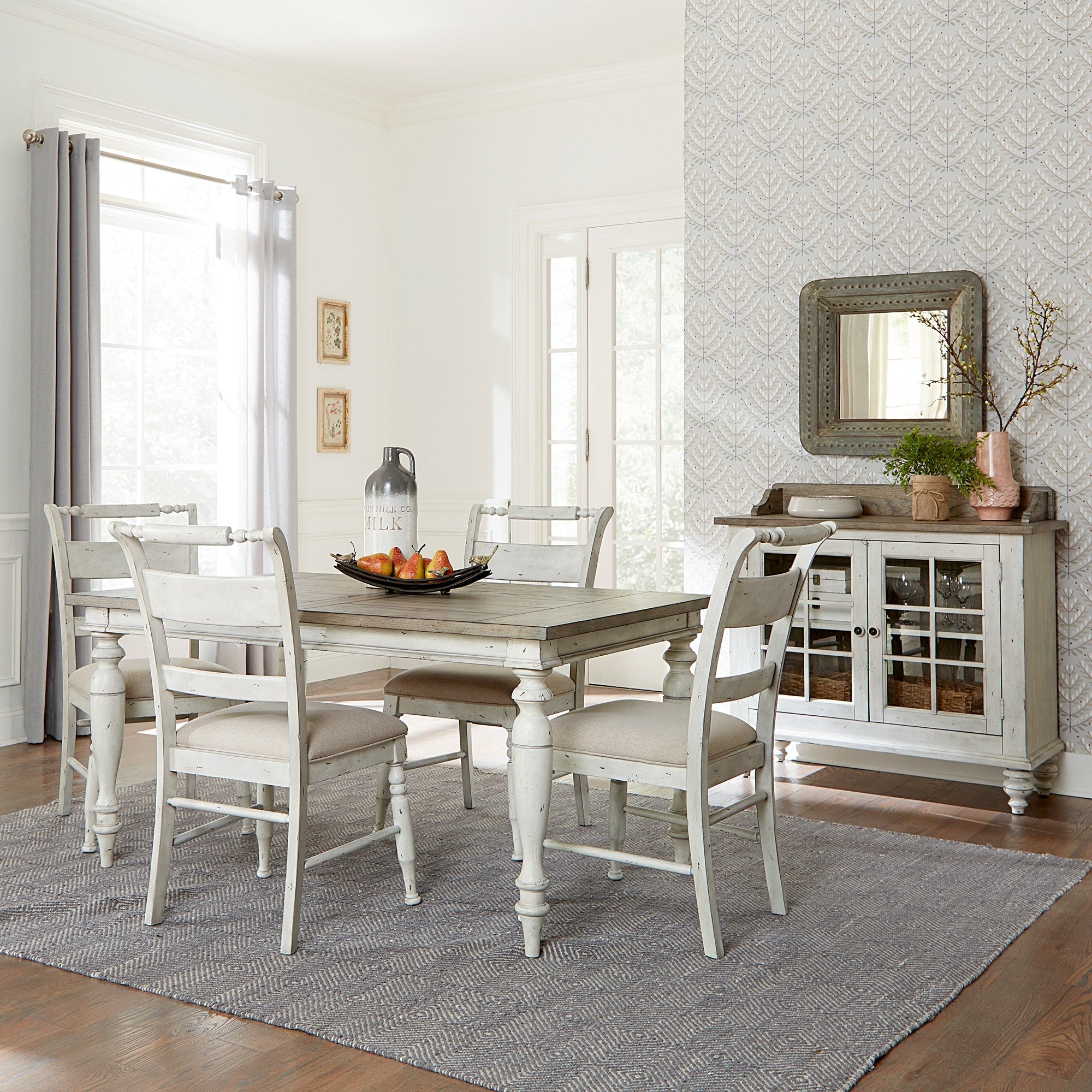 Whitney Antique Linen 5 Piece Rectangular Table Set