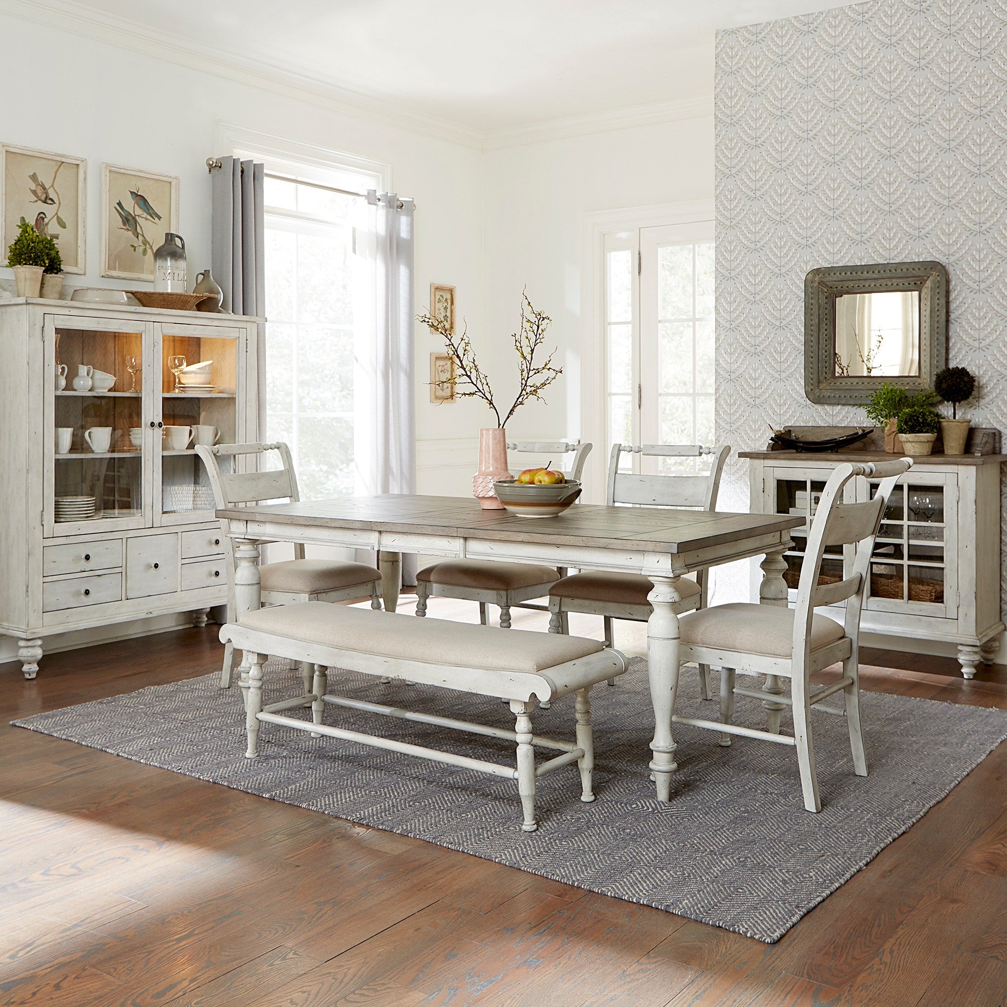 Whitney Antique Linen 6 Piece Rectangular Table Set