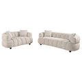 Whitney Contemporary Channel Tufted Boucle Sofa Set Pebble