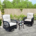 Havenside Home 3 Piece Wicker Swivel Conversation Set