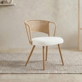 Wicker Dining Chairs 2 Piece Set Farmhouse Soft Cushioned Cane Back Kitchen Chair Wing Back Dining Chair With Metal Legs