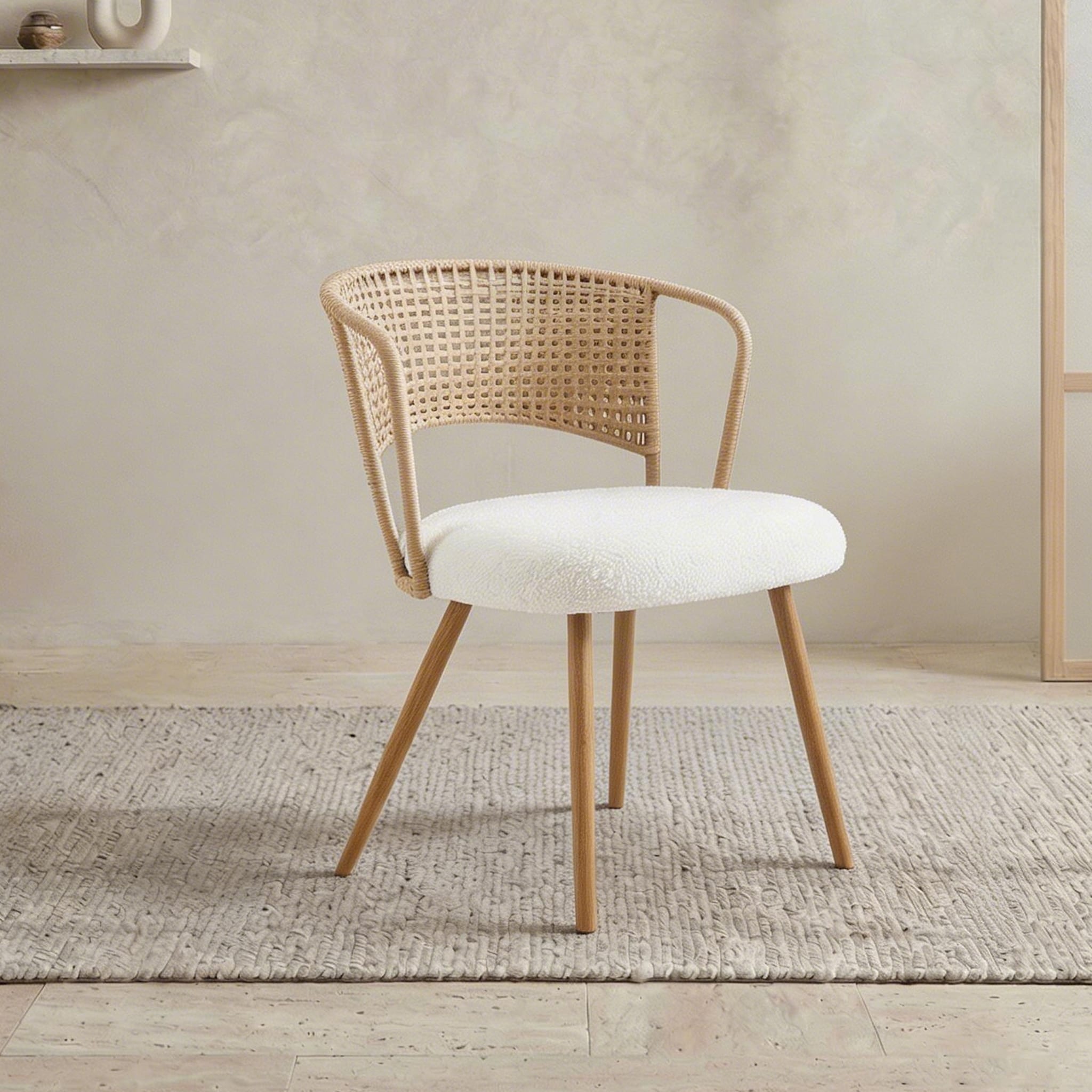 Wicker Dining Chairs 2 Piece Set Farmhouse Soft Cushioned Cane Back Kitchen Chair Wing Back Dining Chair With Metal Legs