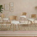 Wicker Dining Chairs 4 Piece Set Soft Padded Cane Back Kitchen Chair With Sponge Cushion Wing Back Chair With Metal Legs