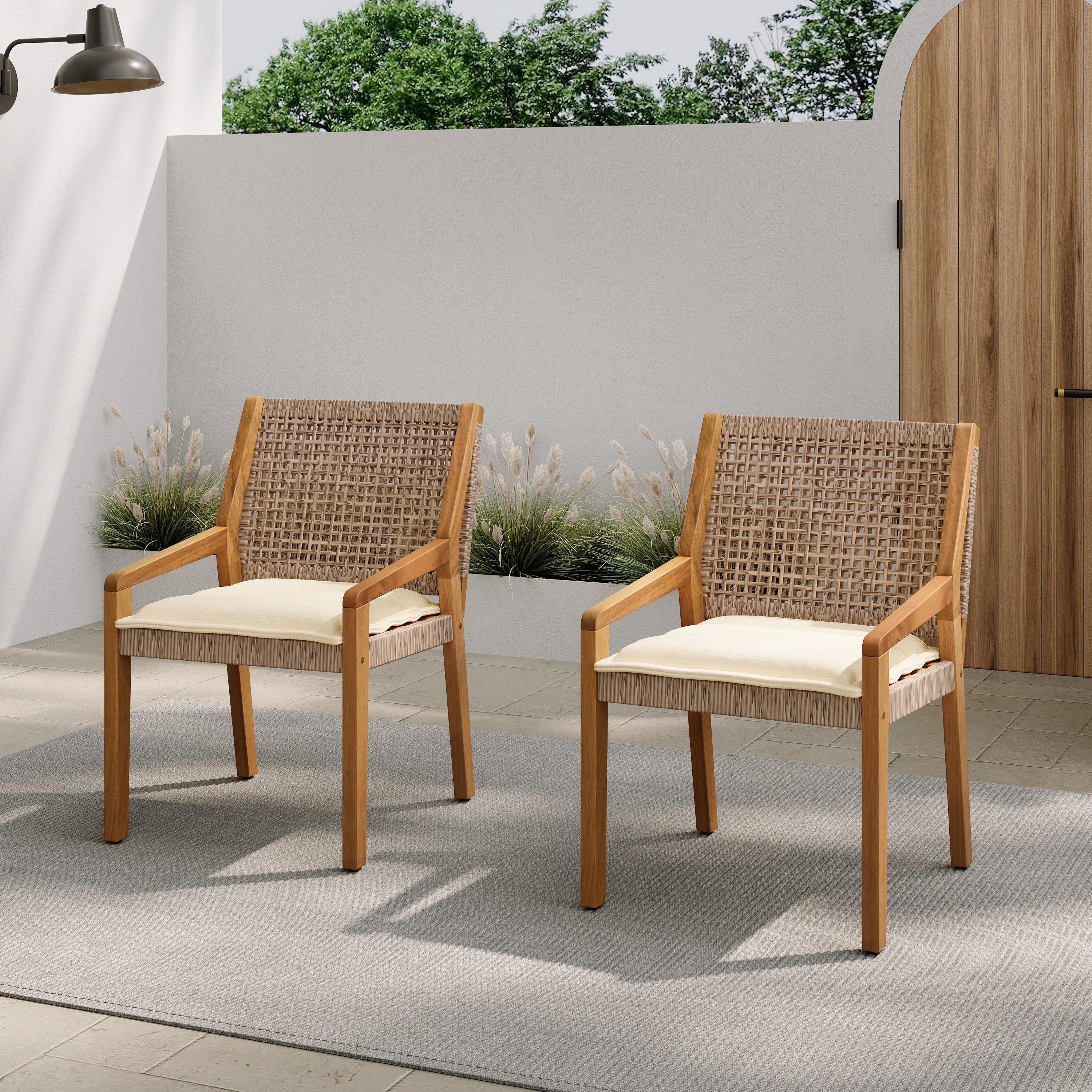 Wicker Dining Chairs Set Of 2 With Cushions Armchairs Reading Chair Accent Chair Leisure Chair Reception Chair