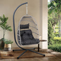 Wicker Egg Hanging Chair With Stand For Patio Indoor Outdoor 24.4