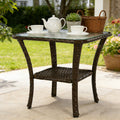 Wicker Rattan Side Table With Built In Glass 19.68 H X 19.68 D X 19.68 W