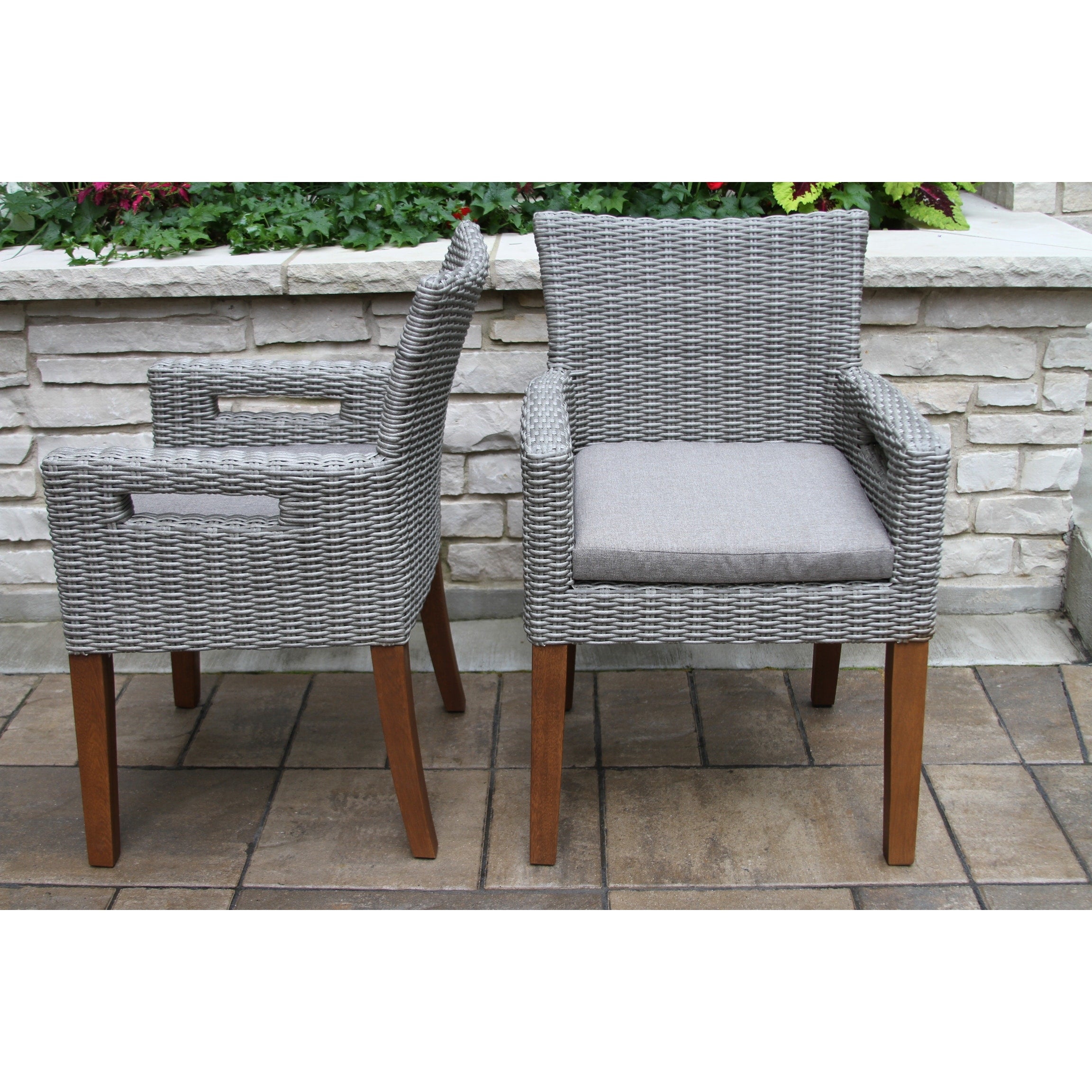 Havenside Home Eilana Wicker And Eucalyptus Arm Chairs With Cushions Set Of 2