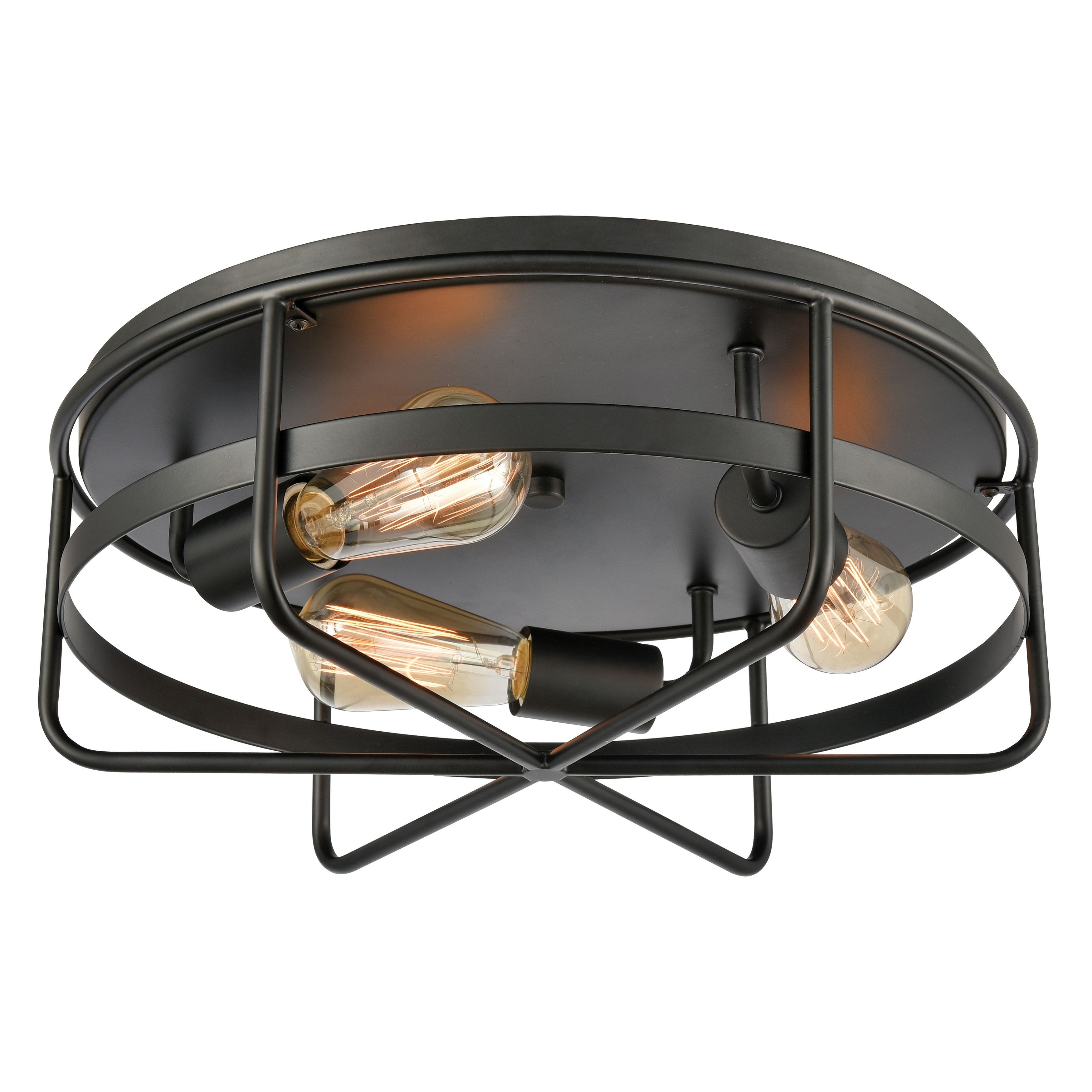 Wickshire 16 Wide 3 Light Flush Mount Matte Black 16 Inch W
