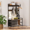 Wide Entryway Hall Tree With 23 Hooks And Movable Drawers For Shoes
