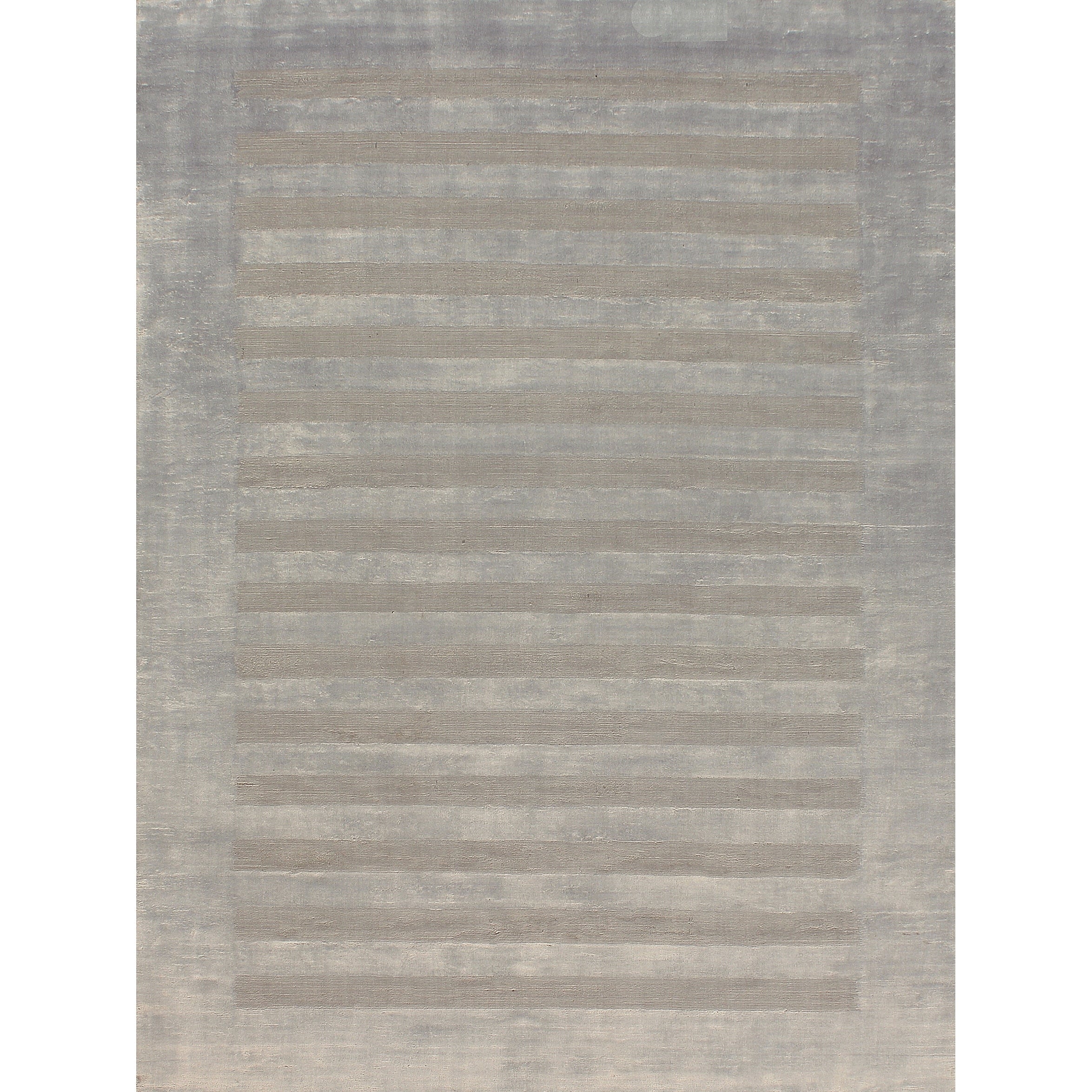 Wide Stripe Handloomed Viscose Light Beige Area Rug