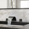 Widespread Bathroom Faucet 3 Hole Double Handle Waterfall Bathroom Sink Faucet With Drain Assembly